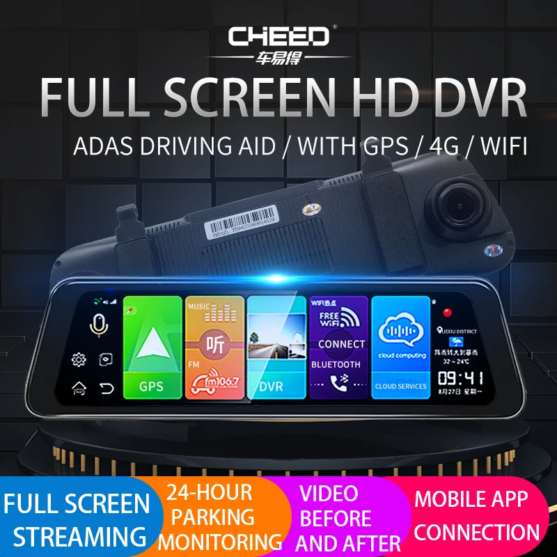 Ched 10 дюймов сенсорный экран 1080P Автомобильный видеорегистратор stream media Dash камера