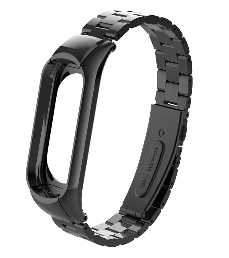 black Металлический ремешок для mi Band 4 сменный ремешок для Xiaomi mi Band 4 аксессуары для смарт-браслета стальной ремешок для mi Band 4 - Цвет: black