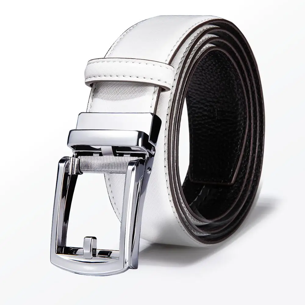 

White Men Leather Belt New Male Designer Black Automatic Buckle Cowhide Leather Men Belt Luxury Belt For Men Barry.Wang GP-2123