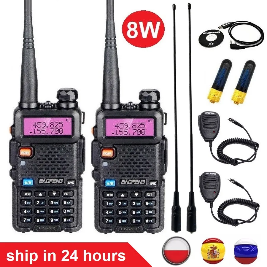 2 шт. реальные 8 Вт UV5R иди и болтай Walkie Talkie “иди 10 км высокое Мощность Ham радио
