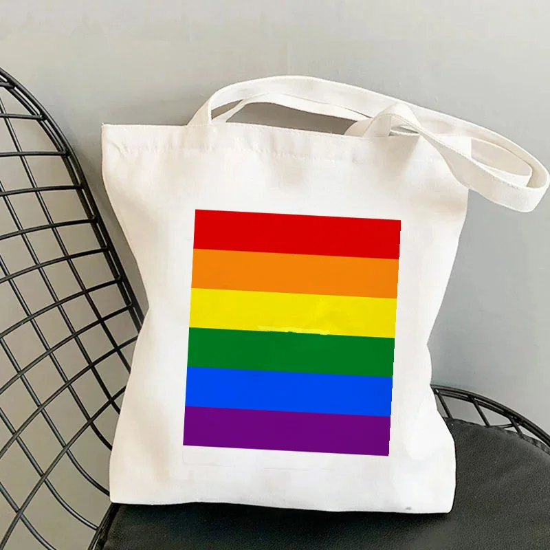 

2021 Shopper Радуга, гей Pride Flag, женская сумка-тоут с принтом в стиле Харадзюку, Женская холщовая сумка-шоппер через плечо