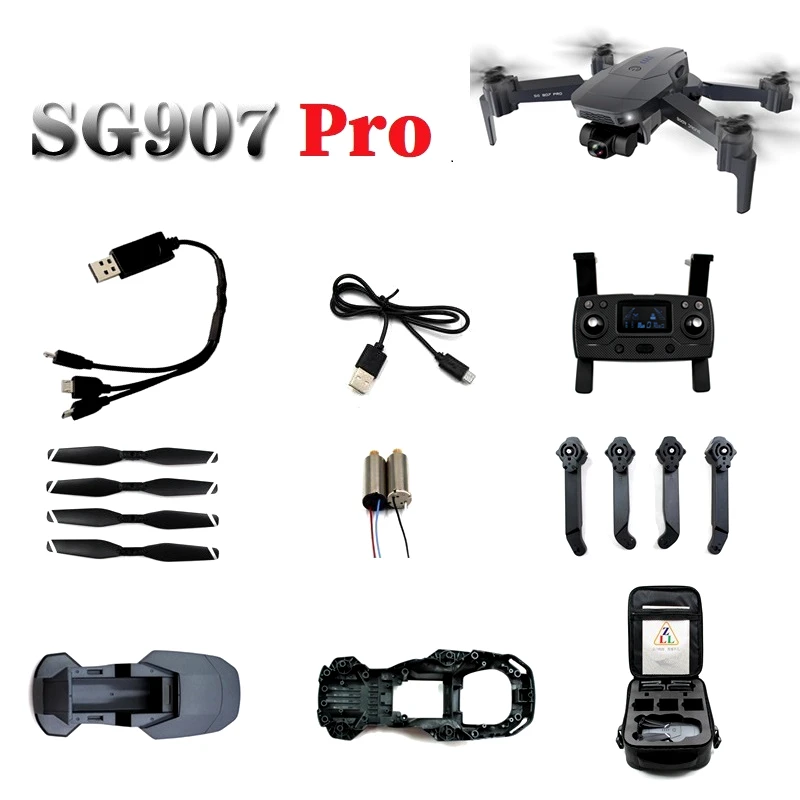 

Комплект запасных частей для радиоуправляемого дрона SG907pro, Корпус кузова, лопасть двигателя, рукоятка, зарядное устройство, приемник, плата...