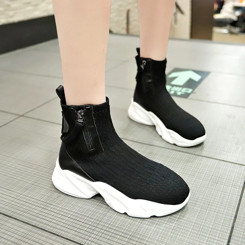 Женские высокие кроссовки Sock черные массивные ботильоны осенние ботинки