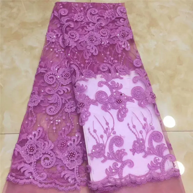 

African Swiss Lace Fabric High Quality French Tulle Lace Fabric with Sequins For Party Dress Nigerian Beaded Lace Fabric 5 Yards