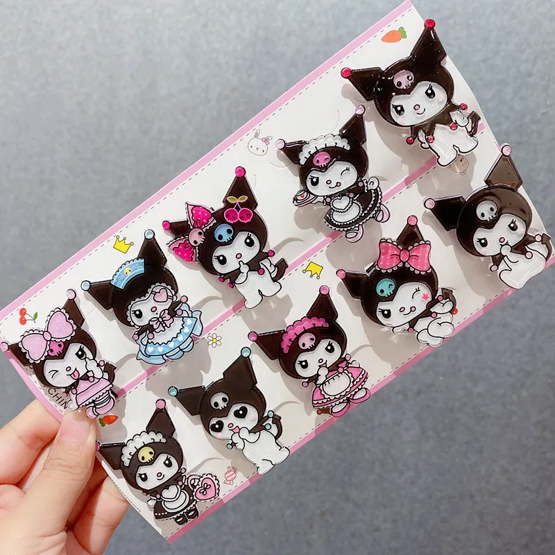 

Плюшевые милые плюшевые куклы Kuromi Sanrio 10 шт./компл., плюшевые игрушки для девочек, подарок на день рождения