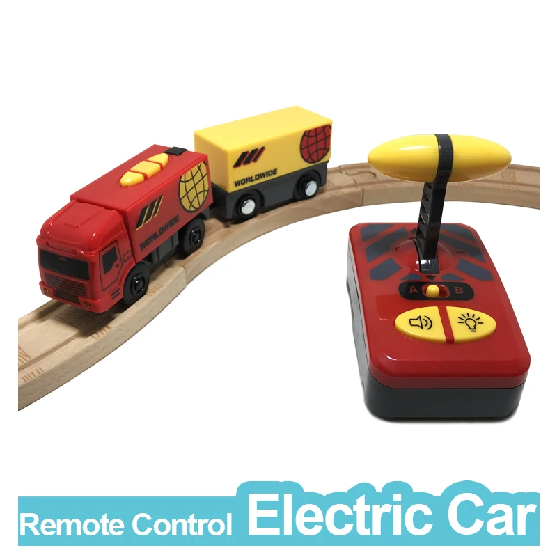 

w05 Remote control magnetic electric locomotive compatible toy car wooden track red worldwide train