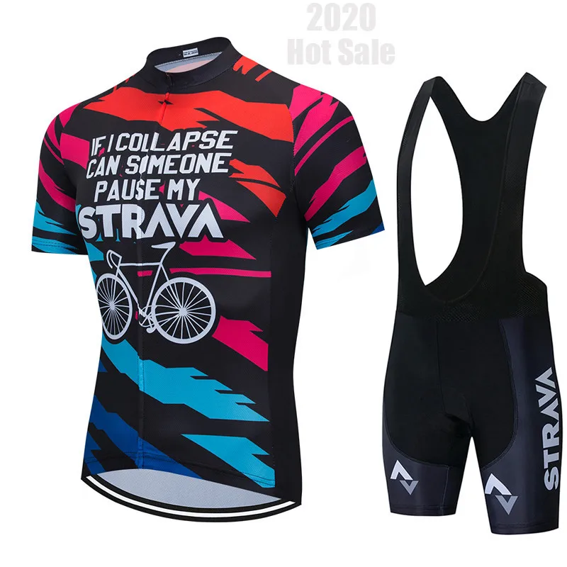 

2021 STRAVA Pro Team summer cycling Jersey set Bicycle Clothing Breathable Men Short Sleeve shirt Bike bib shorts 19D Gel pad