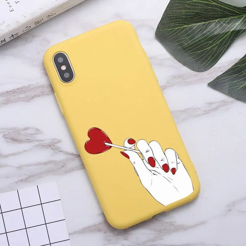 

Hand art daisy Love heart butterfly high quality Phone Case Candy Color for iPhone 6 7 8 11 12 s mini pro X XS XR MAX Plus