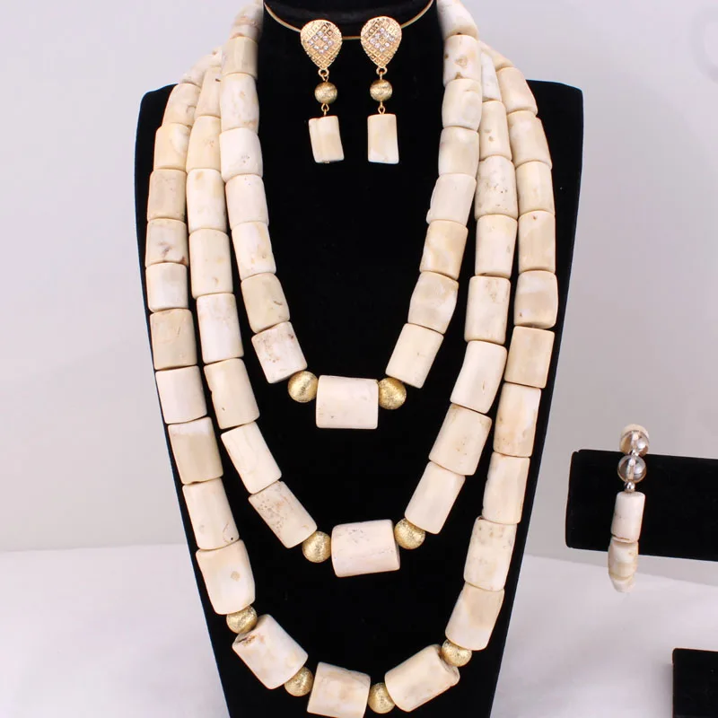 Дудо белого цвета в африканском стиле Коралловые бусы для свадьбы из натуральной