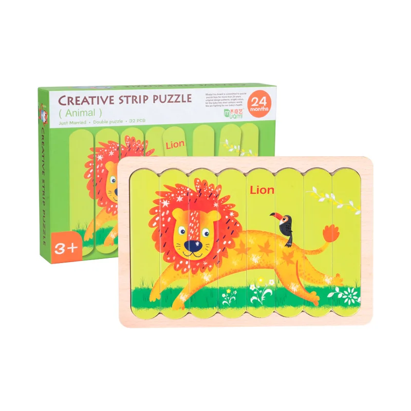

Children's Creative Strip Puzzle Three-dimensional Animal Traffic Matching Jigsaw Educational Toys for Early Education