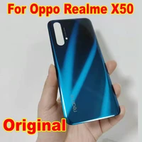original new 6 57 for oppo realme x50 x50m x50t battery back cover housing door rear case glass lid with adhesive phone shell