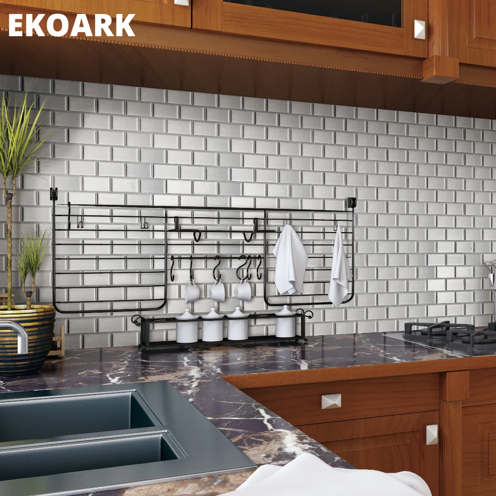 6 упак./лот 25*25 см 3D стены Стикеры самоклеящаяся muur Стикеры для декора комнаты Кухня/Стикеры в ванную серебро кирпич Стикеры s mura
