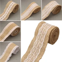 2m natural burlap ribbon roll 5cm wide non elastic vintage lace rolls diy embroidery decoration for sewing wrapping artesanato