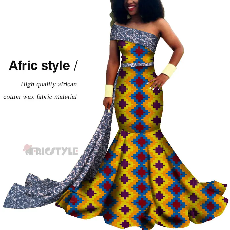 2020 African off-the-shoulder floor-length dress African dress African Print Dresses for Women Bazin Dress  WY5579