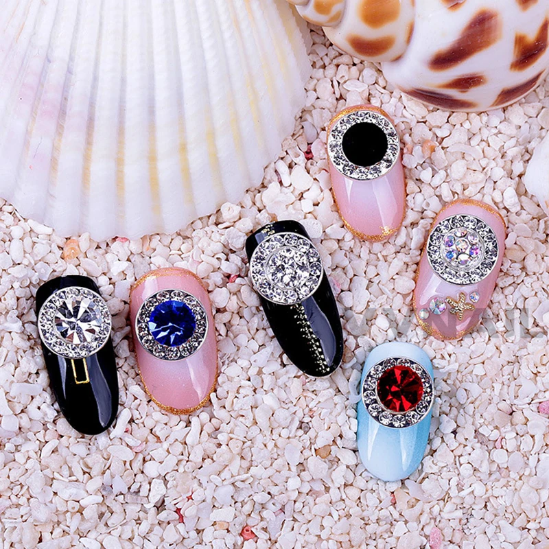 

5pcs-3D Round Spinning Rotation Crystal Nail Decoration/Gold Silver Spin Rhinestone Glitter Charm Spinning Rotation For Nail &*&