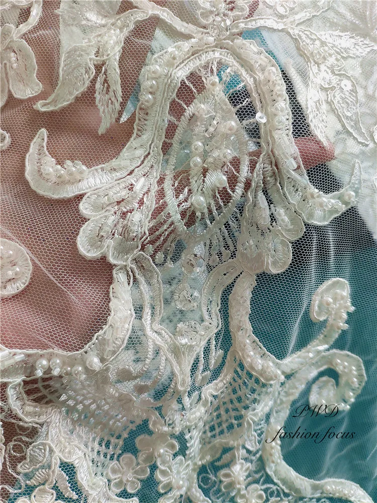 Белые бусины нигерийская Свадебная кружевная ткань белая для свадебного платья