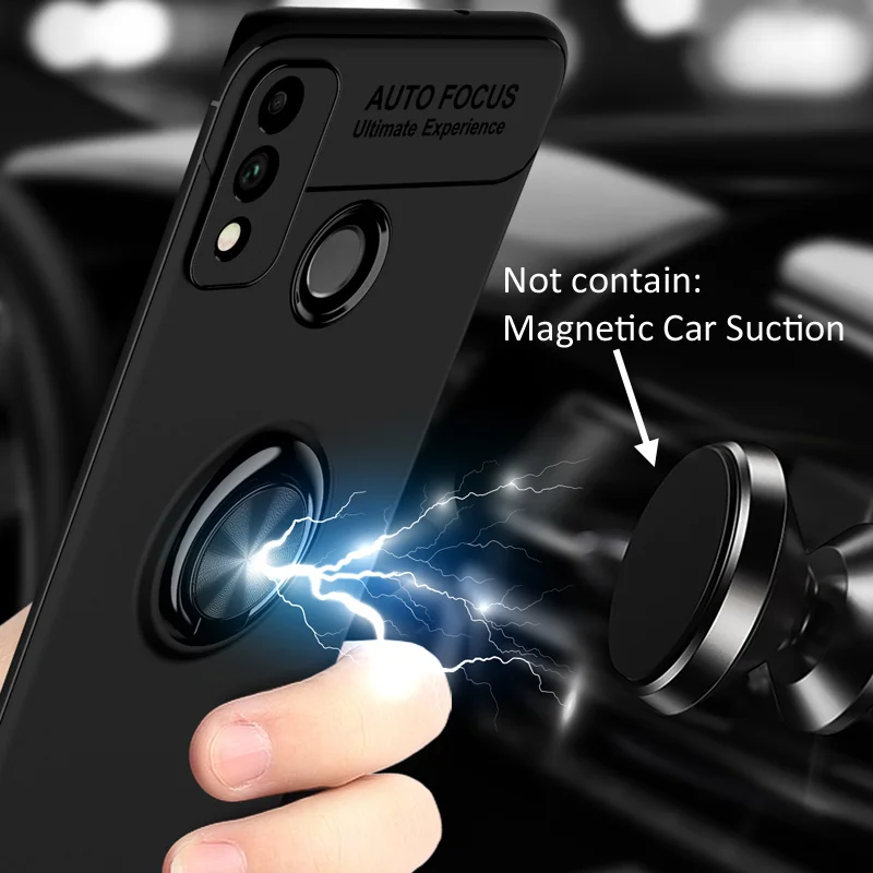 Чехол KEYSION с металлическим кольцом для Huawei Honor 9X Lite мягкий силиконовый матовый