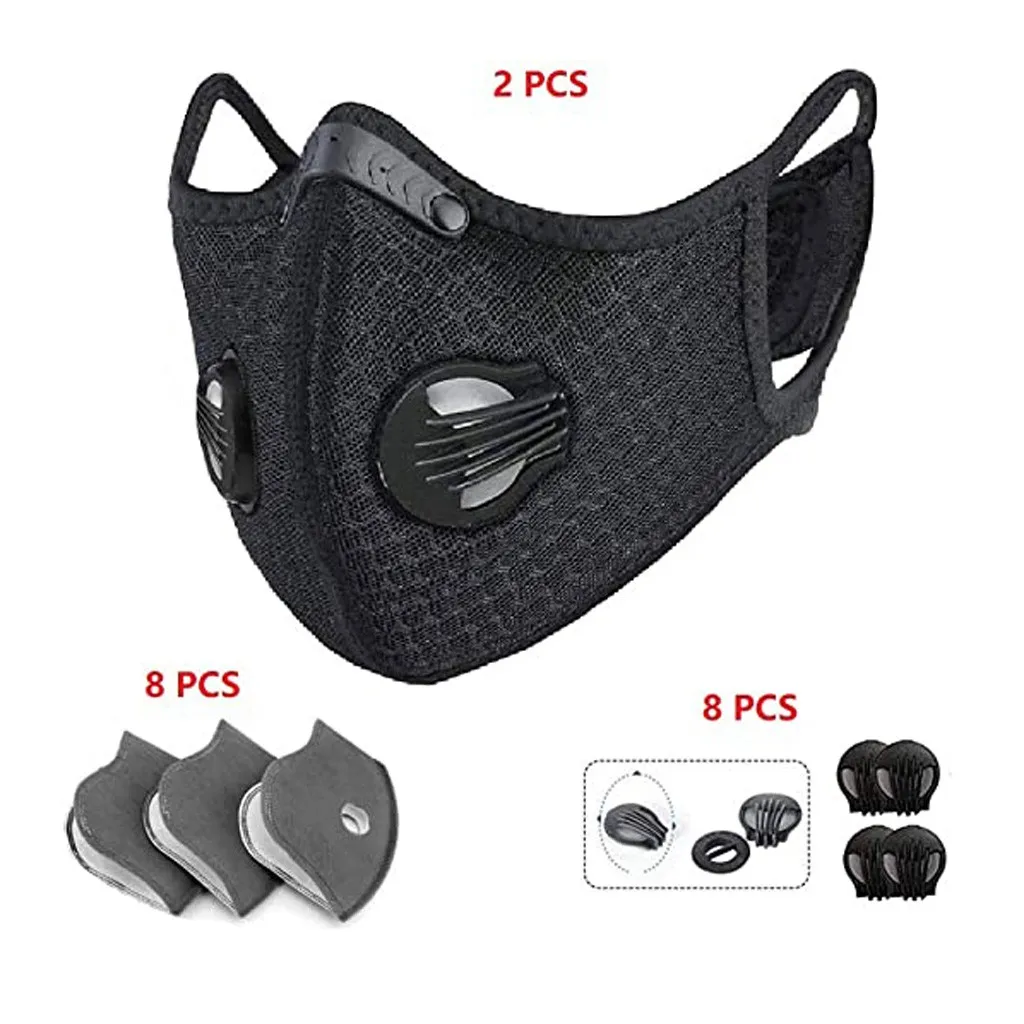

Unisex Mouth Cover 2pcs Bike Face Cover With 8pcs Filter 8 Mouth Cover Protective Face Mask Face Shield Fashion