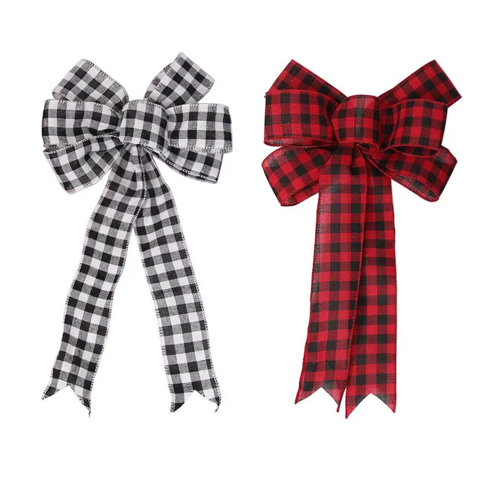 

Lattice Large Red Flannel Christmas Bow Red Christmas Tree Decoration Supplies Multi-size Bow Tie Wedding New Year Craft Bowknot