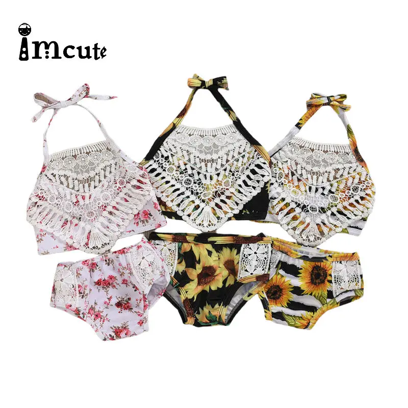 Imcute 2020 2 шт. летняя купальная одежда для маленьких девочек с принтом подсолнуха