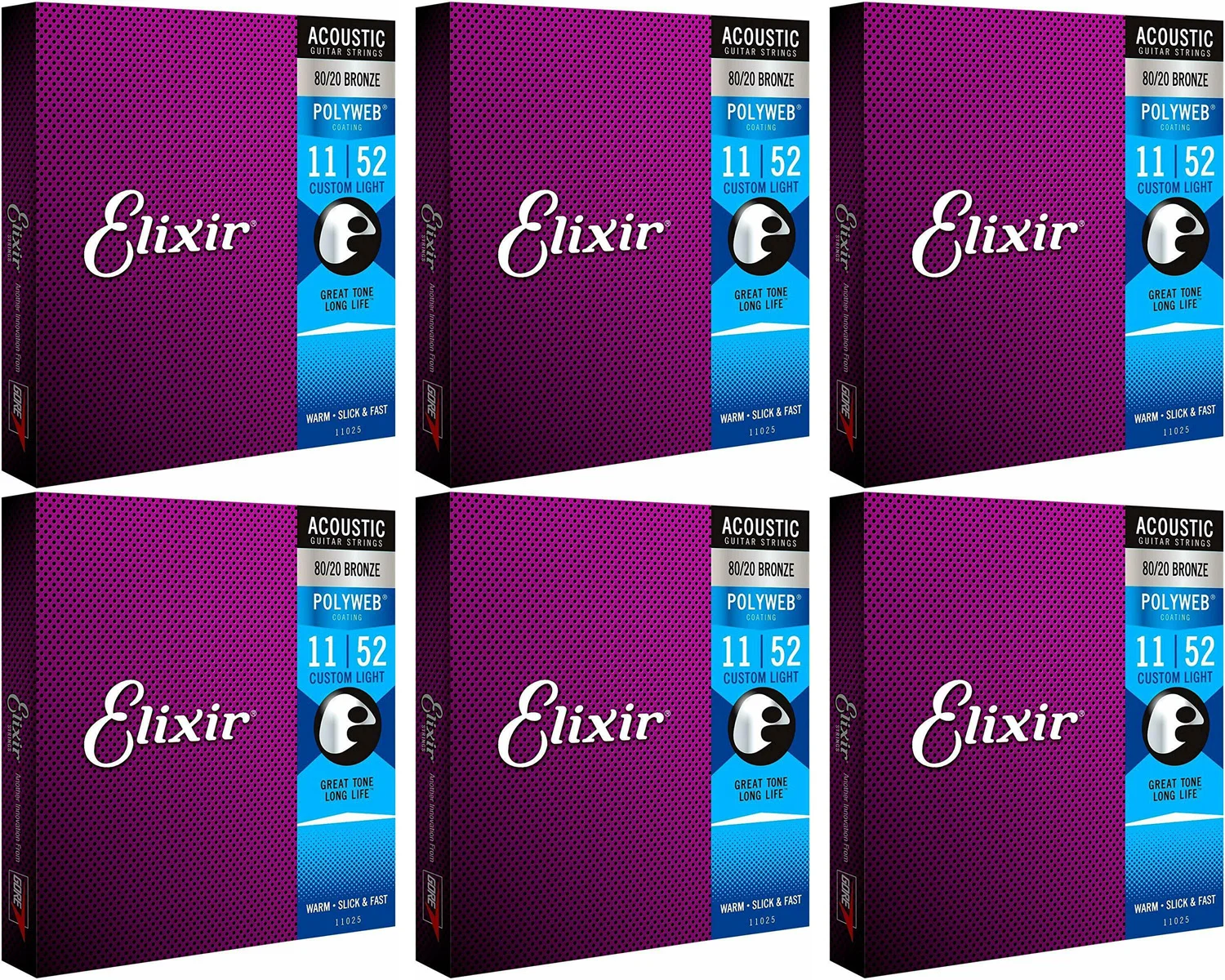 Струны для акустической гитары Elixir 011-052 из нержавеющей стали 11025 покрытие