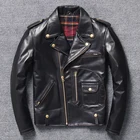Куртка мужская черная мотоциклетная, из натуральной кожи