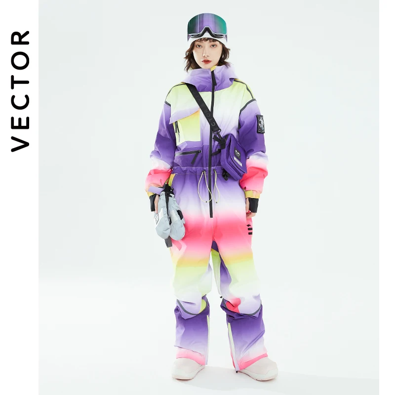 VECTOR Thicken Women's Siamese Overalls Straight Full Tooling Winter Warm Windproof and Waterproof Outdoor Sports Snowboard Snow