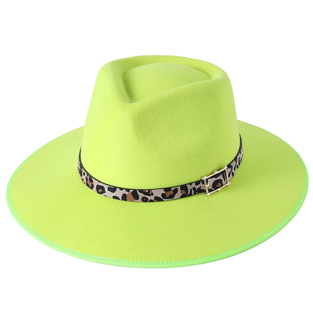 

Женская фетровая шляпа, сезон осень-зима, шерстяная шляпа джазовый топ с персиковым сердечком и покрытием из шерсти, мужская фетровая шляпа с леопардовым принтом для женщин
