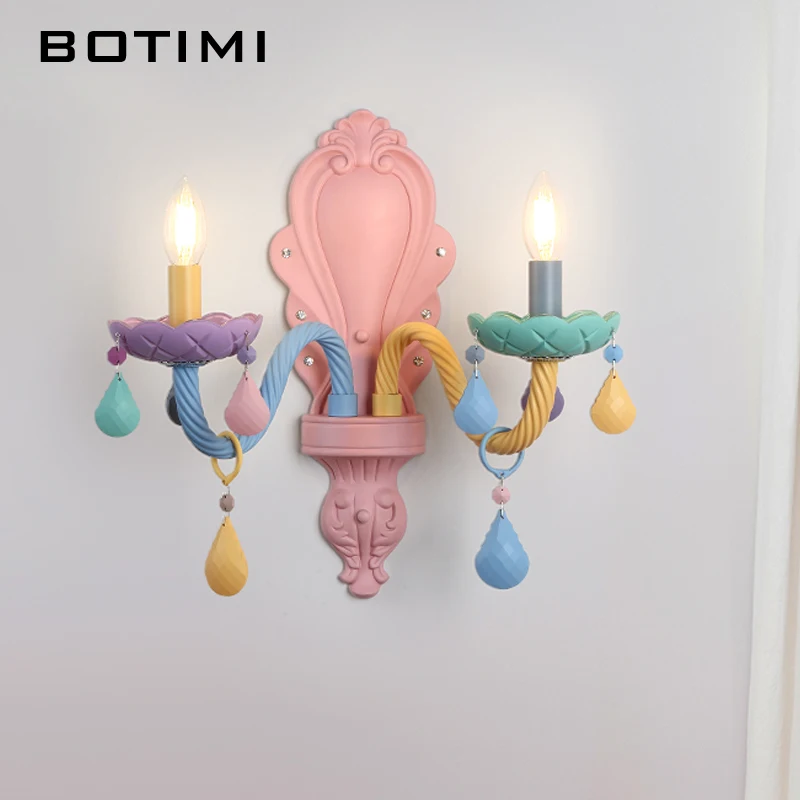 BOTIMI Хрустальный настенный светильник для спальни, стеклянный настенный светильник, прикроватная лампа, цветное настенное бра, светильник для помещений, светильник для спальни, светильник ing
