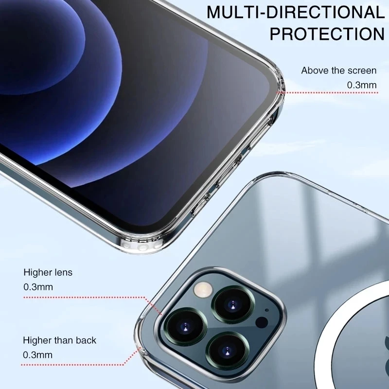 Прозрачный Магнитный чехол для Magsafing с беспроводной зарядкой iPhone 13 Pro Max 12 mini 11 X XR XS