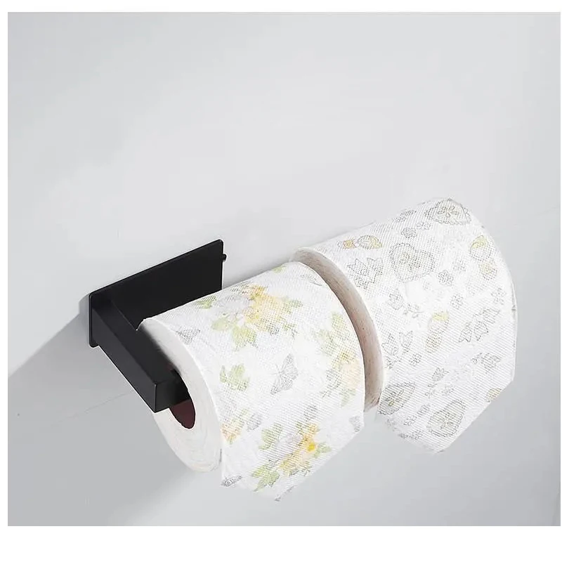 

2 Pcs Matte Black Toilet Paper Holder Wall Mount Tissue Roll Hanger 304 Stainless Steel Bathroom Accessories Hot Sale Dropship