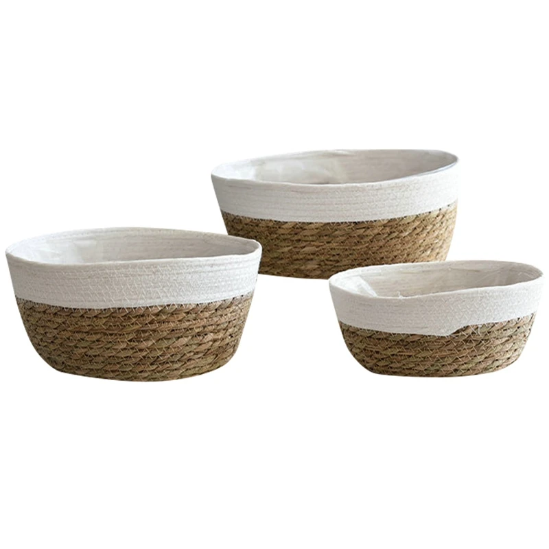 

Соломенный цветок горшок Овальный ручной плетеная корзина для цветов из морских водорослей плетеная корзина для хранения цветочный горшок...