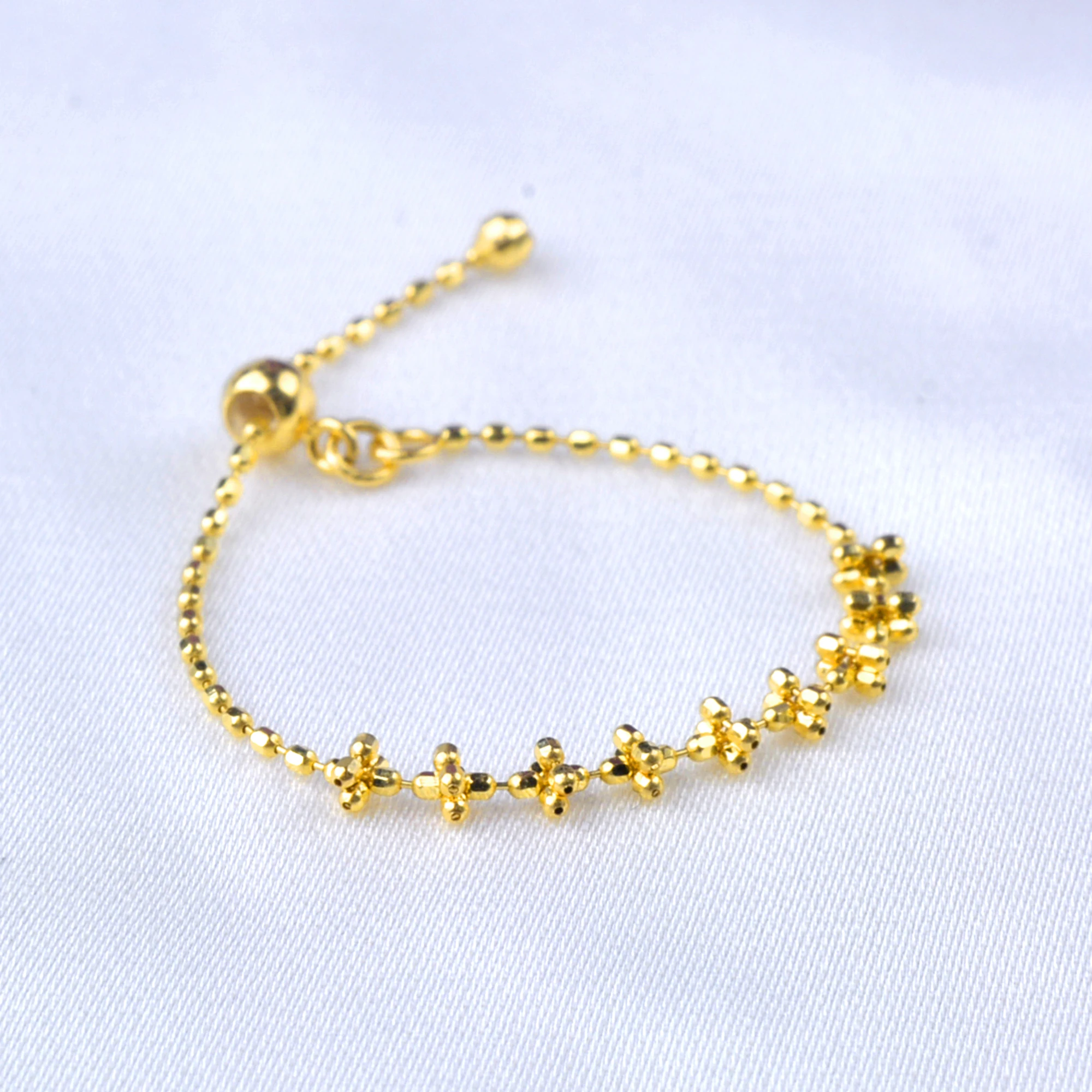 

NYMPH 18K Gold Chain Ring Adjustable AU750 Simple Generous Sweet For Party Fine Women's Jewelry Gift