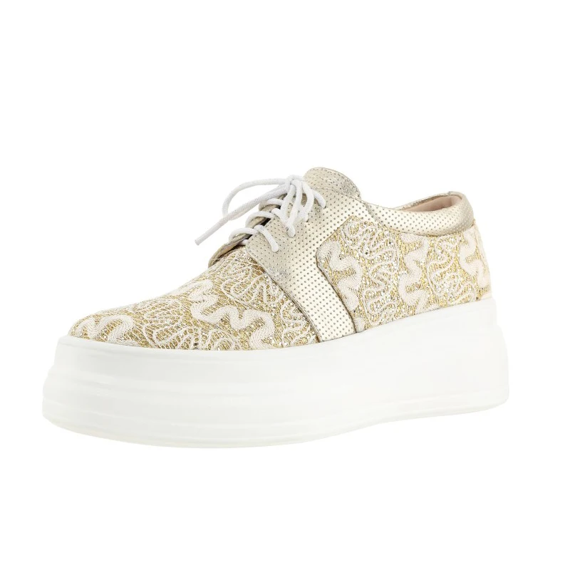 

MLJUESE 2021 Women Pumps Soft Sheepskin Autumn Spring Lace up Gold Color Round toe Platform high heels pumps Size 40