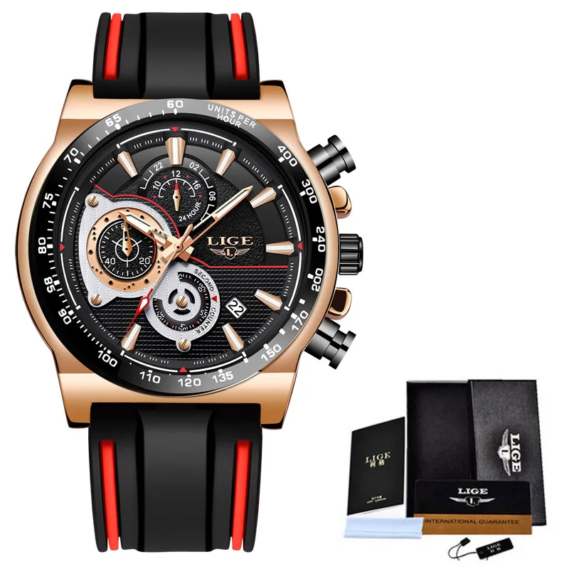 

Men Watch Sport luminous chronograph leather Waterproof Top Brand LIGE Fashion Luxury quartz clock watch Relogio Masculino 2020