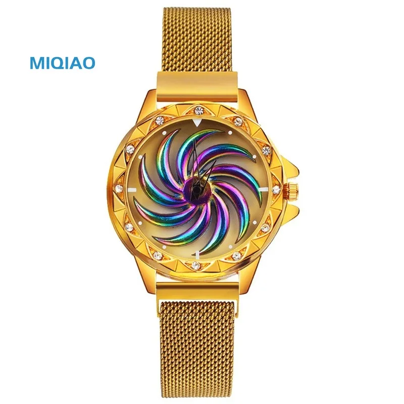 Часы женские кварцевые с сетчатым браслетом из нержавеющей стали под розовое