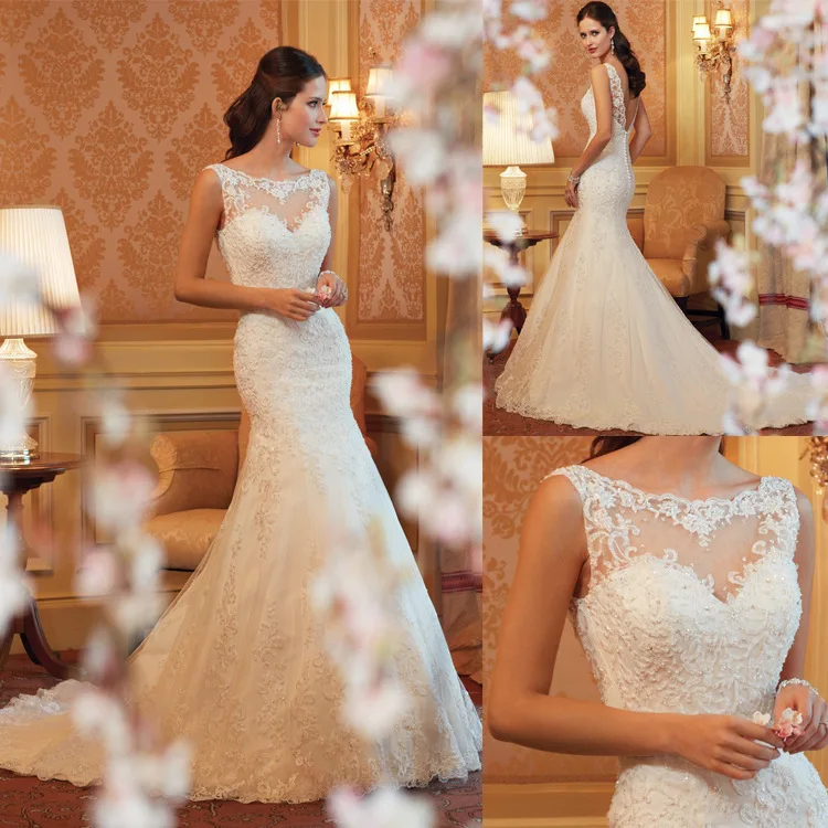 

Summer Vintage Lace Trumpet Sleeveless Mermaid Gowns wedding Dresses
