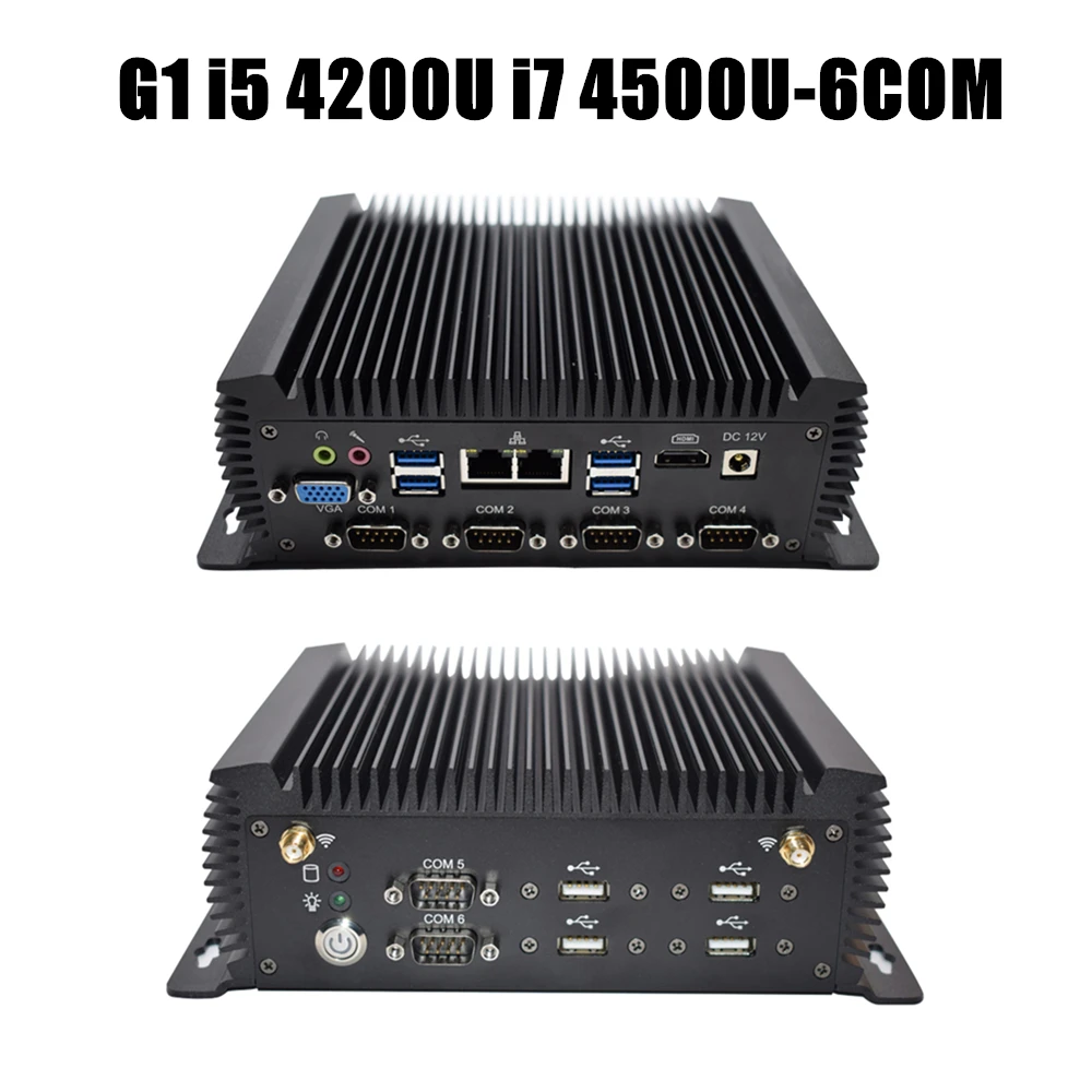 EGLOBAL безвентиляторный промышленный Мини ПК i7 4500U i5 Windows 10 Pro Linux PC 2* Intel lan 6* RS232/485 HDMI VGA 8* USB Wi-Fi, сторожевой 3g/4G