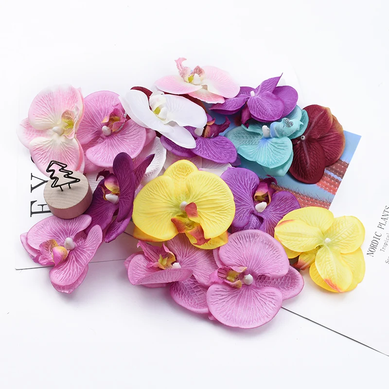 10 Pieces Orchid head Girl festival artificial flowers home decoration accessories candy box scrapbooking brooch vases wedding | Дом и сад