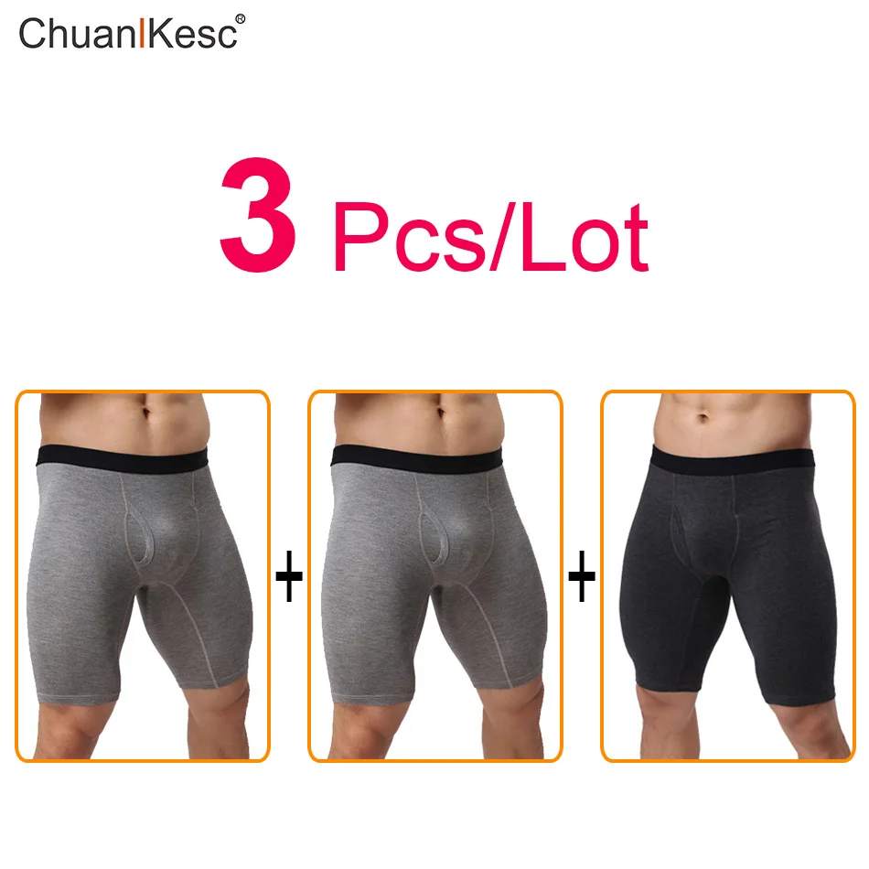 

Men's Long Boxers Sexy Big U Bag Soft And Comfortable Underwear European And American Size Sports Shorts Pack Of 3 Pcs
