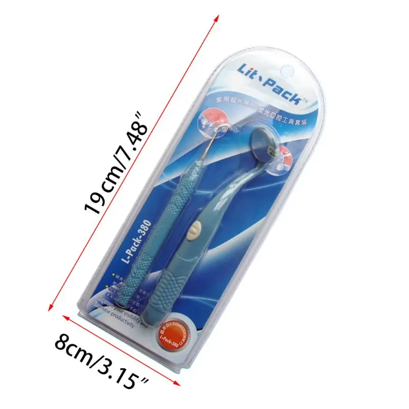 

K0AE LED Light Mini Handle Curve Angle Dental Mouth Mirror with Plaque Remover Oral Hygiene Teeth Cleaning Tooth Stain Eraser
