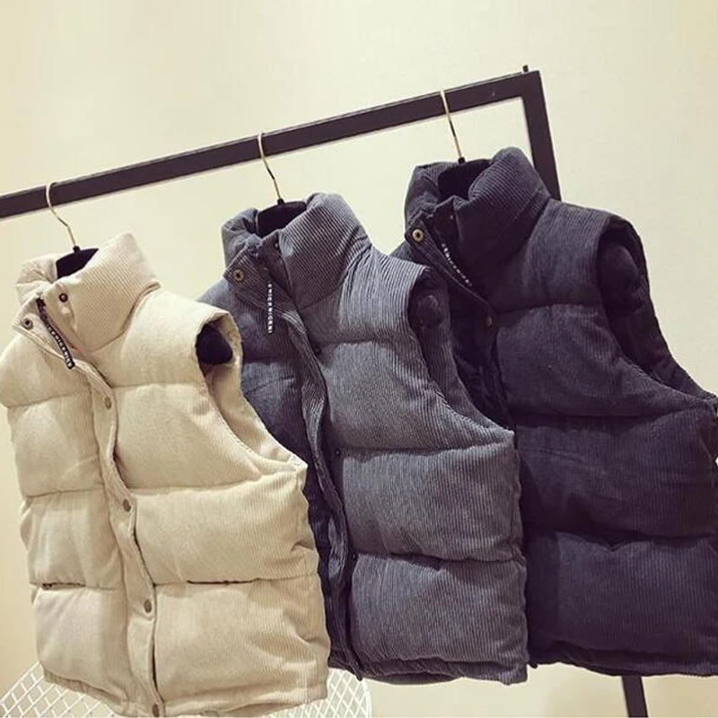 

Женский Теплый жилет, куртка без рукавов с вельветовой подкладкой, теплый пуховик с воротником-стойкой, зимняя женская жилетка 2020