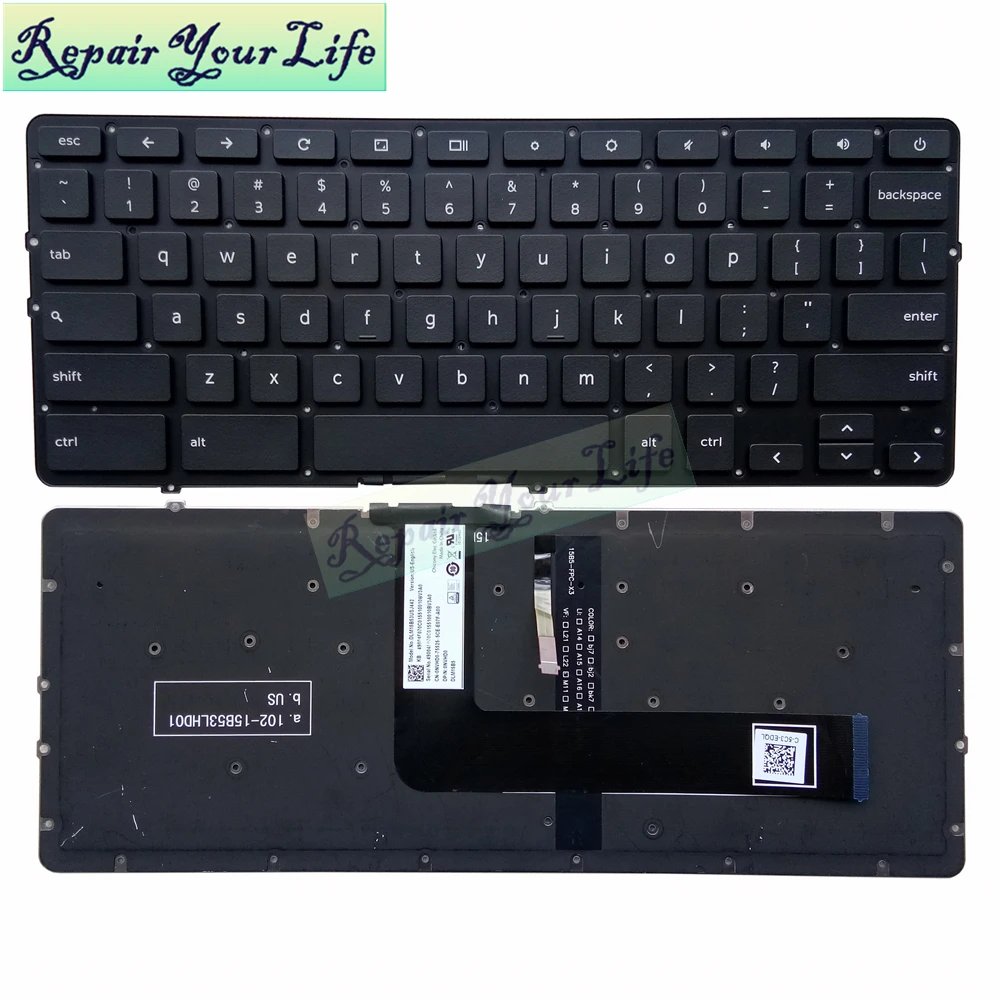 

Repair You Life Original backlit keyboard for Dell Chromebook 13 7310 13-7310 US English black laptop CN-0NVHD0 0nvhd0 DLM15B5