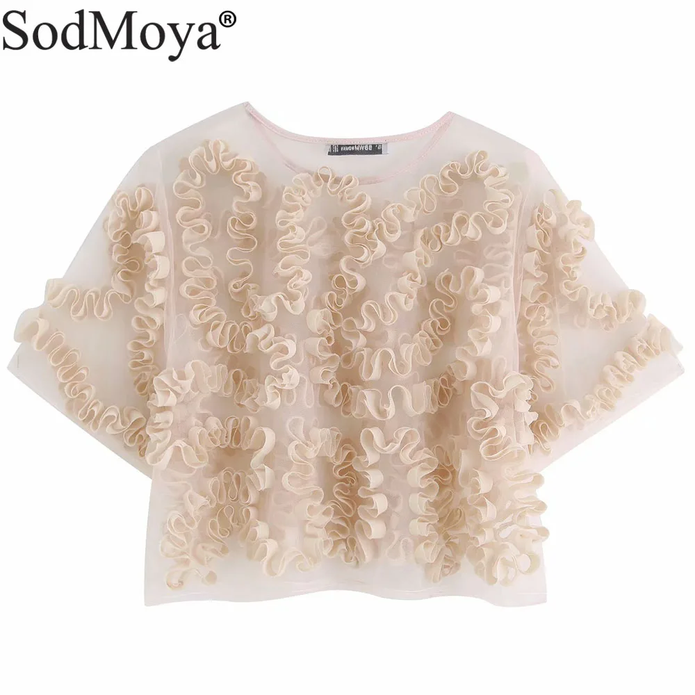 Женщины Повседневная Ретро Шифон Блузка Рубашка Сексуальная Прозрачная Сетка