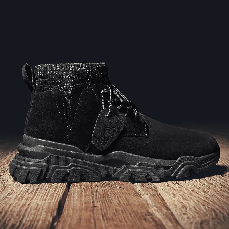 Мужские кожаные ботинки удобная зимняя теплая обувь мужские мотоботы ботильоны