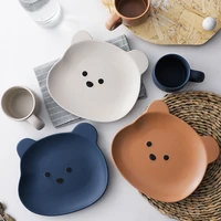 cartoon bear bowl plate tableware ceramics fruit noodle breakfast salad bowl korean accessories utensils for kitchen tableware