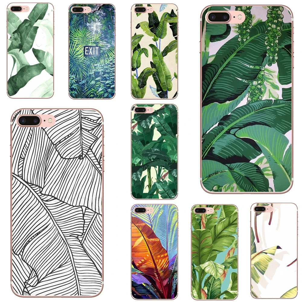 

For iPhone 10 11 12 13 Mini Pro 4S 5S SE 5C 6 6S 7 8 X XR XS Plus Max 2020 Plantain Banana Leaves Plants Cactus Cover