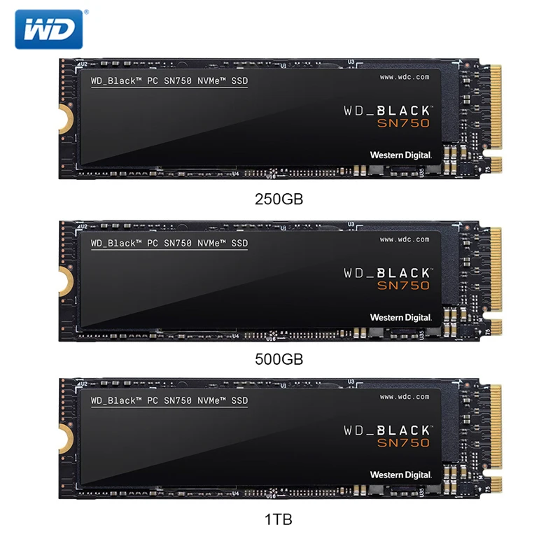 WESTERN DIGITAL WD BLACK SN750 SSD 500 Гб M.2 2280 NVMe PCIe Gen3 Внутренний твердотельный накопитель для
