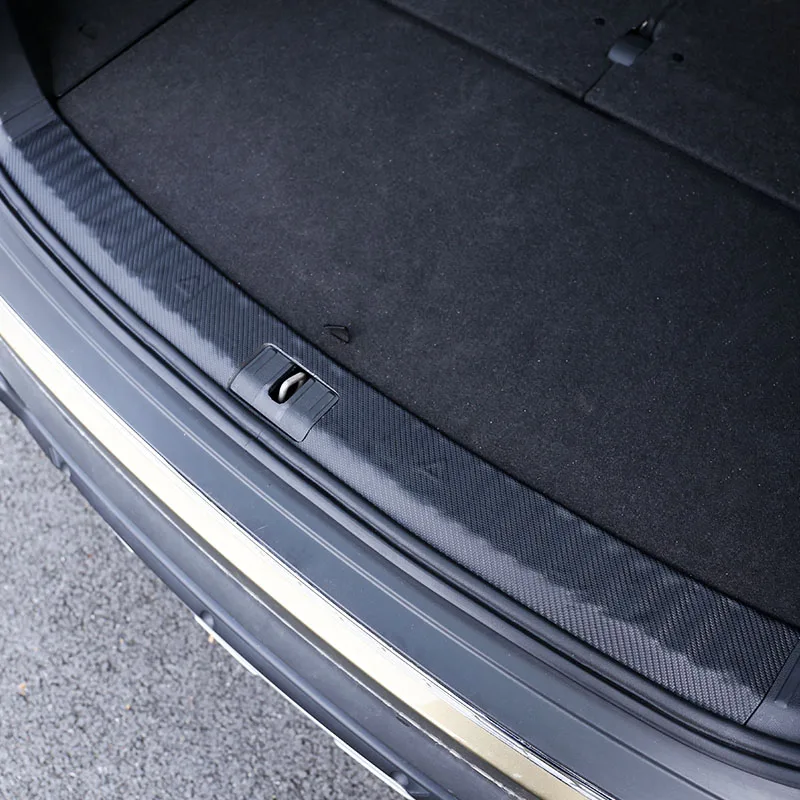 Carbon Fiber Printed Microfiber Leather Car Rear Trunk End Trim Bumper Protection Sticker Scratch Cover for Skoda Kodiaq Styling |