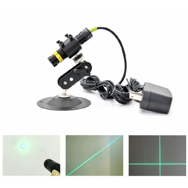 Adjustable 515nm 30mW Green Laser Diode Module Dot / Line / Cross with Holder and Adapter for Alignment DC12V